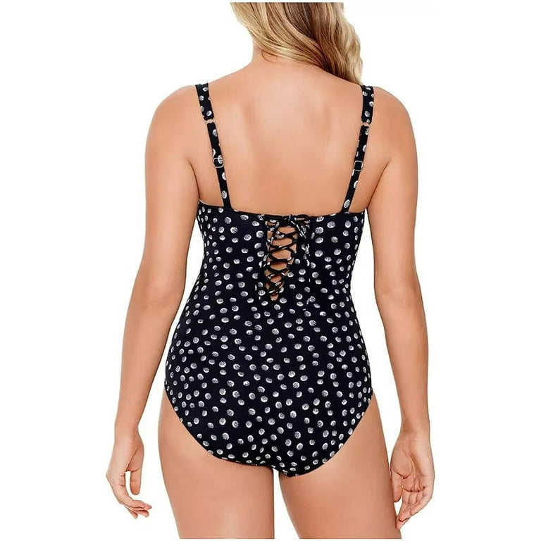 Swim Solutions Womens Galactica Printed Twist Corset Back Tummy Control One  Piece Swimsuit