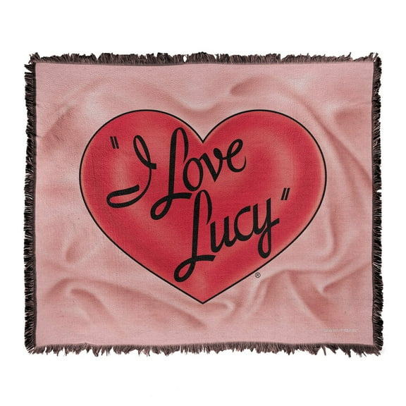 I Love Lucy Blanket, 50'x60' 3D Logo Woven Tapestry Cotton Blend Fringed Throw