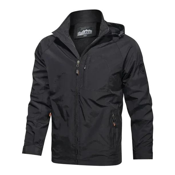 Chaqueta ligera impermeable para hombre, otoño 2024, nueva chaqueta informal con capucha desmontable, para exteriores, senderismo, acampada, cortavientos suelto para trabajo