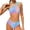 Pink, variant on RTKFRFLM Big Girls 2-Piece Padded Bikini Set One Shoulder Color Block Bathing Suit for Trendy Summer Beach Wear