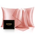 thumbnail image 1 of INFIIXSO Funda de almohada de seda morera para cabello y piel, fundas de almohada de seda tamaño Queen con cremallera oculta de 20.0 x 30.0 in, extraordinarias fundas de almohada suaves y refrescantes, 1 of 1