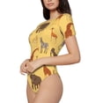 thumbnail image 2 of KLL Women 's Crew Neck Bodysuit Jumpsuits Cute Animals Print Short onesies Stretch T Shirts, 2 of 7