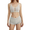 thumbnail image 2 of Biekopu Women’s Two Piece Summer Outfits, Sleeveless Hollow Out Knit Tank Tops and Shorts Set, 2 of 8