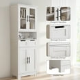 thumbnail image 3 of Ktaxon 67" Tall Bathroom Cabinet with 2 Drawers, Floor Storage Cabinet Wardrobes, 4 Door Wooden Cupboard Adjustable Shelf, White, 3 of 13