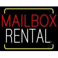 thumbnail image 1 of Red Mailbox Blue Rental With Yellow Border LED Neon Sign 15 x 19 - inches, Black Square Cut Acrylic Backing, with Dimmer - Bright and Premium built indoor LED Neon Sign for Wall decor and storefront, 1 of 3
