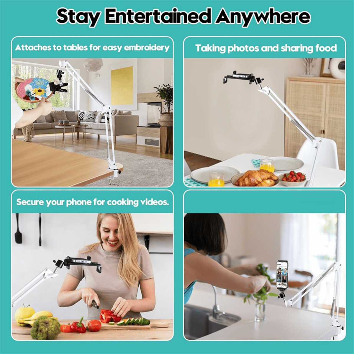 Embroidery Hoop Stand Folding Metal Embroidery Hoop Stand Knee Top Suitable for Embroidery Hoop Needlework Projects B