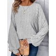 thumbnail image 3 of Women Tunic Plus Size Long Sleeve Tops Loose Fit Dressy Crew Neck Pullover Basic Sweaters Grey XXXL, 3 of 6