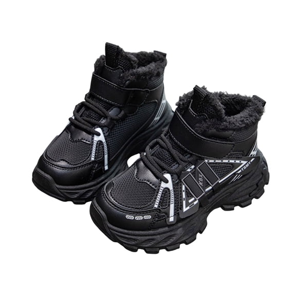Kids Winter Snow Boots Boys Girls Platform Sneakers Warm Furry Lined Casual Cold Weather Outdoor Walking Athletic Shoes Black 10 Little Kid