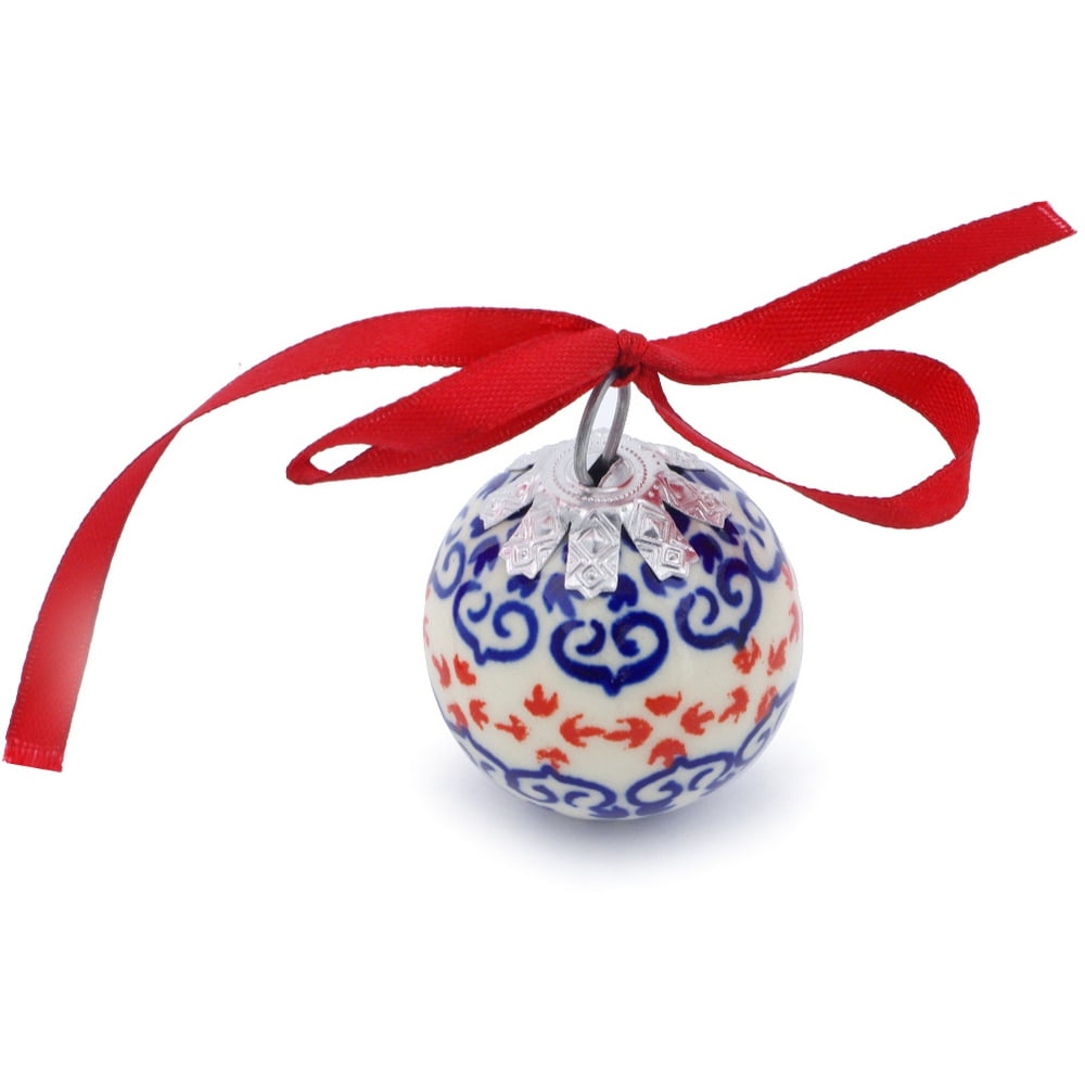 Polish Pottery 2-inch Ornament Christmas Ball Hand Painted in