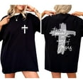 thumbnail image 2 of Unisex Christian Graphic T-Shirt, “There Is Power in the Name of Jesus” Double-Sided Faith Tee with Cross Design, Inspirational Cotton Shirt, Sizes S–5XL, 2 of 7