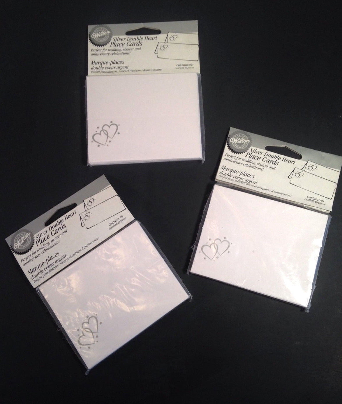 Wilton Silver Double Heart Place Cards 40pk Walmart Com