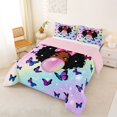 thumbnail image 2 of Castle Fairy Black Cute Girl Queen Comforter Set 3 Pieces,Flying Butterfly Gradient Starry Sky Comforter Sets Queen,Lavender Azure Rose,1 Comforter and 2 Pillowcases, 2 of 6