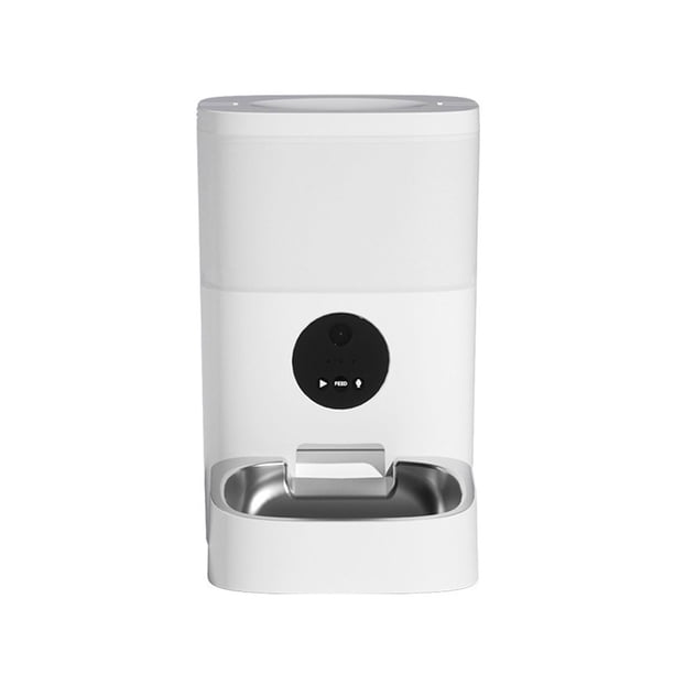 Greeniant Alimentador automático de mascotas, sala de estar, dormitorio, videoportero de plástico, máquina de alimentación de animales, tazón de acero Suministros para perros Blanco Greeniant PT003990-02B