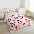 thumbnail image 3 of Castle Fairy Cartoon Penguin Queen Comforter Set,Red Love Heart Bedding Comforter Set, 3 of 8