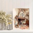 thumbnail image 2 of Vintage Tile Fireplace Watercolor Canvas Print，Home Study Living Room Kitchen Decor, 2 of 8