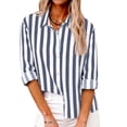 thumbnail image 4 of hotojiny Long Sleeve Shirts for Women Lightweight Collared Striped Spring Top Button down Shirts Casual Loose Blouses, 4 of 7