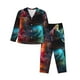 thumbnail image 1 of Fotbe Neon Spectrum Cat Portrait Conjunto de Pijama de Manga Larga para Mujer con Estampado, Ropa de Dormir de 2 Piezas, Conjunto de Casa Suave y Cómodo con Bolsillos-Small, 1 of 7