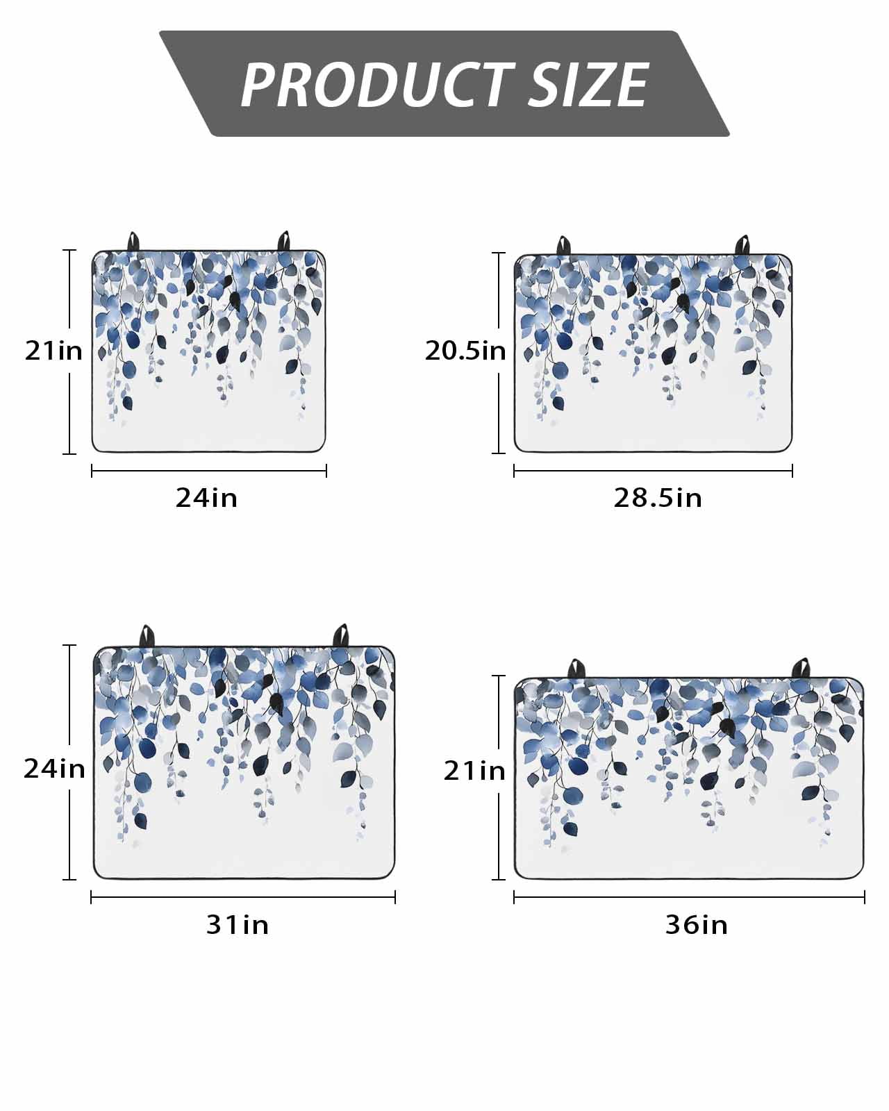 Stove Top Covers for Electric Stove, Blue Eucalyptus Leaves Glass Stovetop Cover Protector, Summer Botanical Watercolor Induction Cooktop Protector Oven Mat for Kitchen Countertop 24"x21"