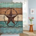 thumbnail image 4 of Texas Star Rustic Shower Curtains for Bathroom, Western Teal Brown Ombre Wooden Vintage Waterproof Fabric Shower Curtain, Decorative Bathroom Curtain for Bathtub, 66"x72" , No Hooks Included, 4 of 9