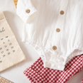 thumbnail image 4 of Rggeeun Baby Boys' Clothing Sets Bow Button Down Long Sleeve Lapel Collar Bodysuits & Cute Plaid Graphic Overalls 2 Piece Outfits Fall Matching Sets Streetwear Versatile,Red,0-3 Months, 4 of 9