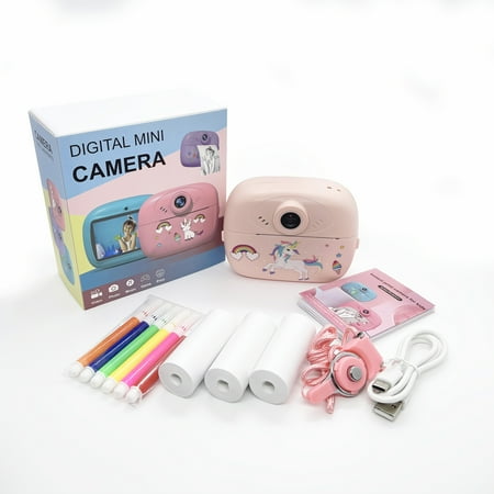 2.4-Inch Screen Kids Printing Camera Z13 1300mAh Long-Lasting Battery Capture Joyful Childhood Moments Includes 3 Rolls of Printing Paper Lanyard Sticker Photo Frame Fun Instant Printing