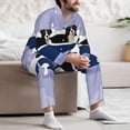 thumbnail image 7 of Daiia Bernese Mountain Dog Sitting Bath Tub for Men's Long-Sleeved Pajama Set – Soft & Comfortable Sleepwear Button-Up Pajamas Cozy Lounge Wear-Medium, 7 of 7