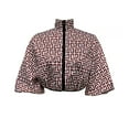 thumbnail image 4 of Arlun Women's Fall Spring Polka Dot Floral Cropped Coats Lightweight Stand Collar Puff Sleeve Fashion Trendy Jackets Full Zipper Long Sleeve Floral Printed Fashion Outwear Red XL, 4 of 4