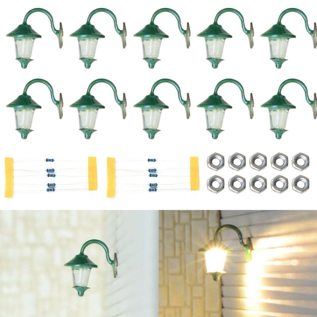 Lefu Wall Lamps LED Street Lamps 1-Flame for H0 Houses Building Set 10 Piece
