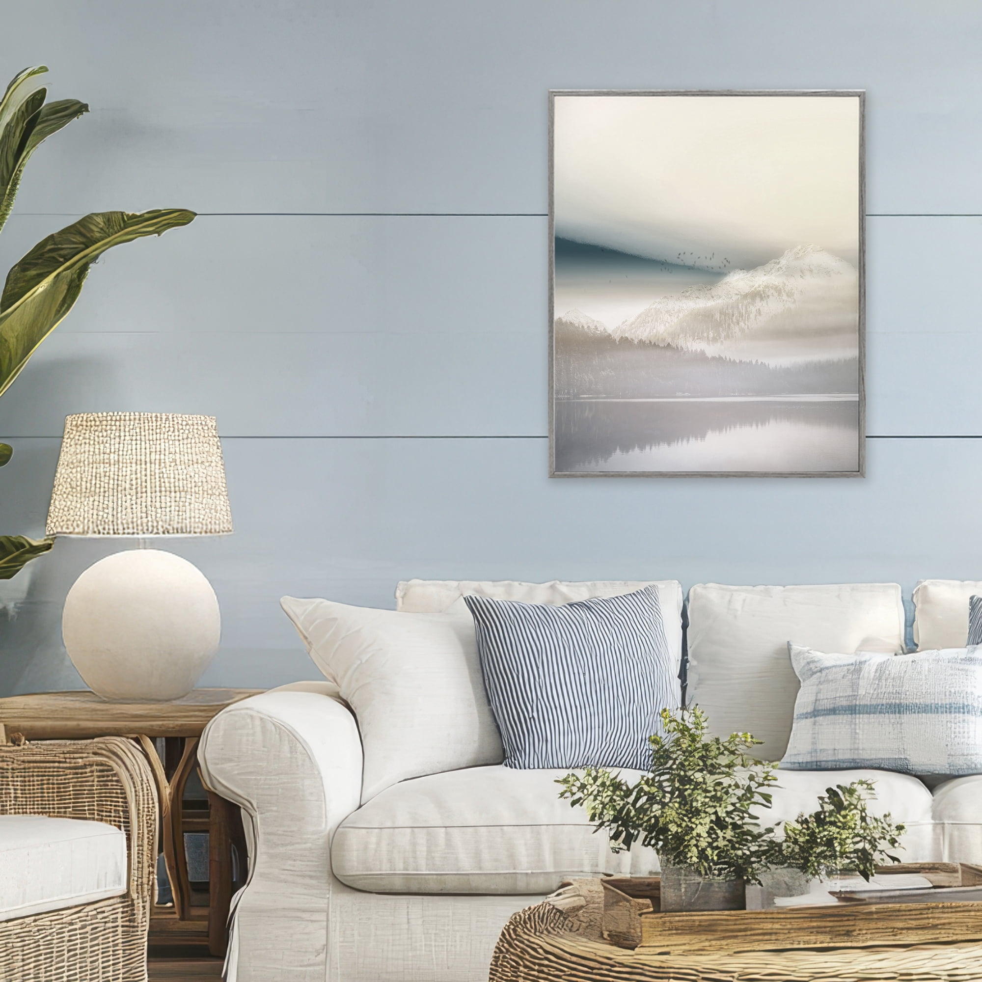 Stupell Industries Mountainous Vanilla Landscape Gray Framed Giclee Art, design by Gemma Bardot