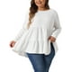 thumbnail image 1 of Blusas de peplum sueltas de manga larga y cuello redondo para mujeres de tallas grandes Agnes Orinda 1X en blanco, 1 of 6