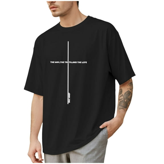 SLdy Jesus Shirts for Men Mens Oversized T Shirt Cross Bible Verse Tops Graphic Tees, Black L