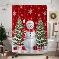 thumbnail image 2 of Christmas Shower Curtain Red Hat Scarf Snowman Bathroom Curtains with Hooks, Waterproof Fabric Pine Tree Snowflake Bath Shower Curtains Set for Bathroom Bathtubs Xmas Decor 72x72 Inch, 2 of 9