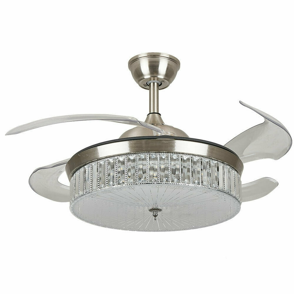 Crystal Ceiling Fan Light 42'' Electric Crystal Chandelier Fans Modern