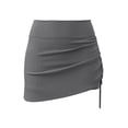 thumbnail image 3 of Aihuaihua Tennis Skirts for Women Bodycon Casual Mini Skirts Adjust Drawstring Ruched Short Skirt Club Skirt Grey XL, 3 of 4