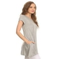 thumbnail image 3 of Women's Solid Casual Short Sleeve Loose Fit pockets Knit Shirt Tunic Top Tee S-3XL, 3 of 4