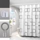 thumbnail image 1 of Cortina de ducha de baño impermeable con revestimiento extraíble | Anillos divididos sin gancho | Diseño floral de alta gama | Ventana transparente ventilada | Lavable | Azul | Incluye 12 ganchos y, 1 of 8