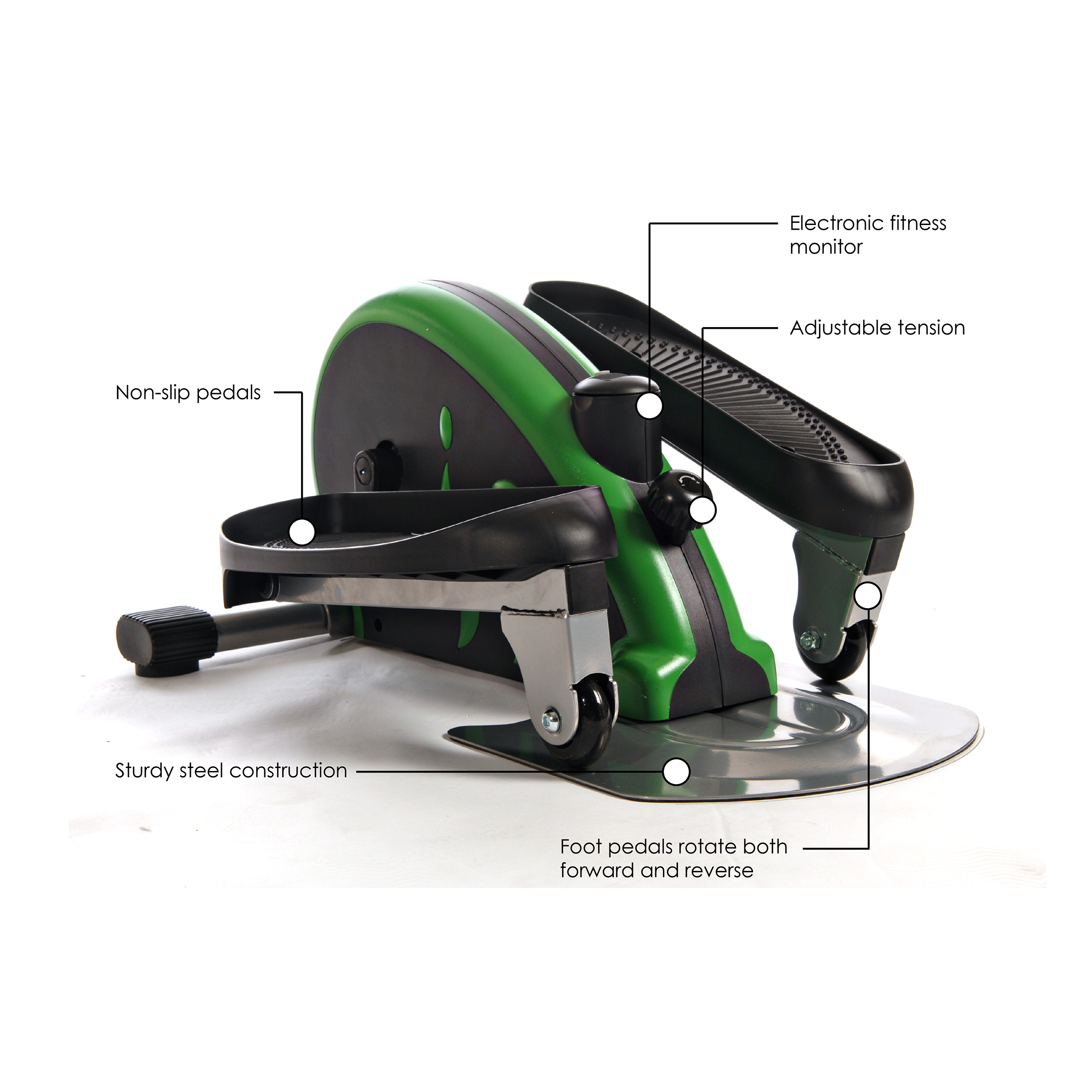 Stamina InMotion E-1000 Mini Elliptical Trainer, Adjustable Tension Resistance, 250 lb. Weight Limit, Green - image 2 of 5