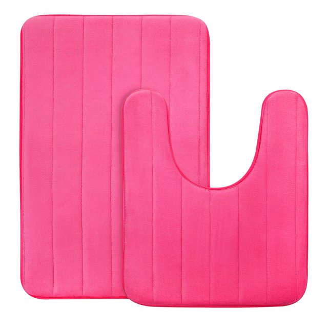 Unique Bargains Home Memory Foam Non-slip Washable Warm Toilet Pads Mats Rug 2 in 1