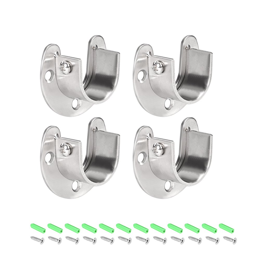Stainless Steel Closet Rod End Supports, Wardrobe Pole Sockets Flange