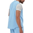 thumbnail image 3 of CIENVNSTG Beach Casual Lightweight Cotton Linen Waistcoat For Men Solid Button Down Sleeveless Soft Comfortable Vest Versatile Clothing For Outdoor Daily Business Suit Outfits Sky Blue L, 3 of 4
