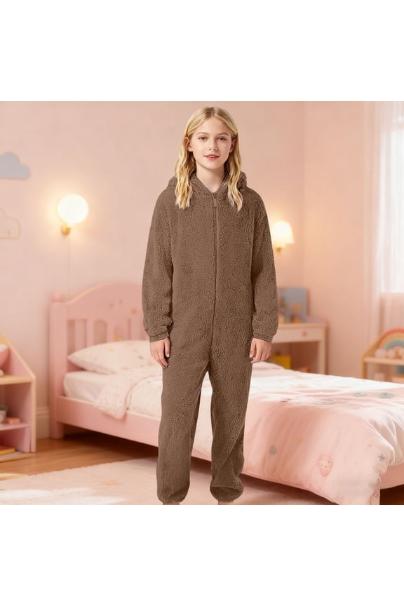 Soft Home Wear Jumpsuit Toddler Boys Girls Cozy Sleeper Onesie Hood Lounging At Home Cozy Long Sleeve O-Neck Spring Child One-Pieces