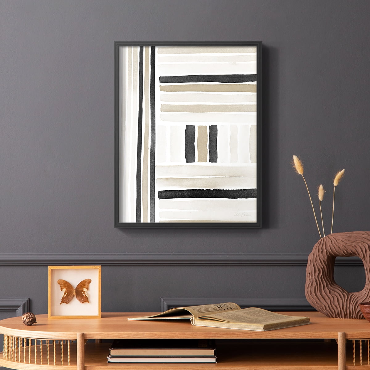 Neutral Lines II in Black Solid Wood 22 x 28 Framed Print