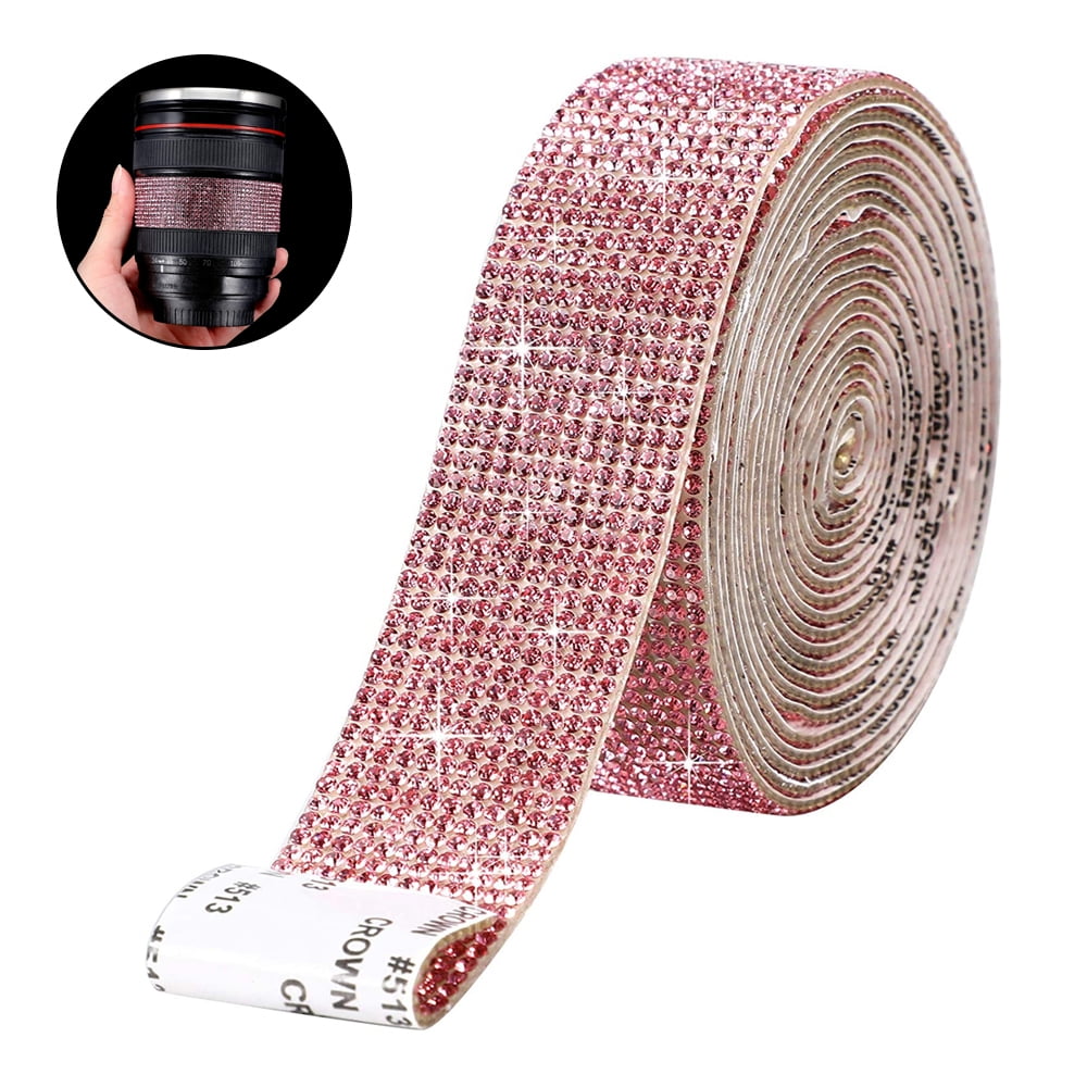 1pc Pink Self-adhesive Rhinestone Strip Roll For Diy Crystal Rhinestone  Tape With Hot Melt Adhesive For Hot Fix Application