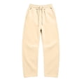 thumbnail image 4 of Inleife Women's High Waist Drawstring Wide Leg Sweatpants, Loose Fit Curved Cut Lounge Pants, Solid Color Casual Trousers with Pockets, 4 of 6