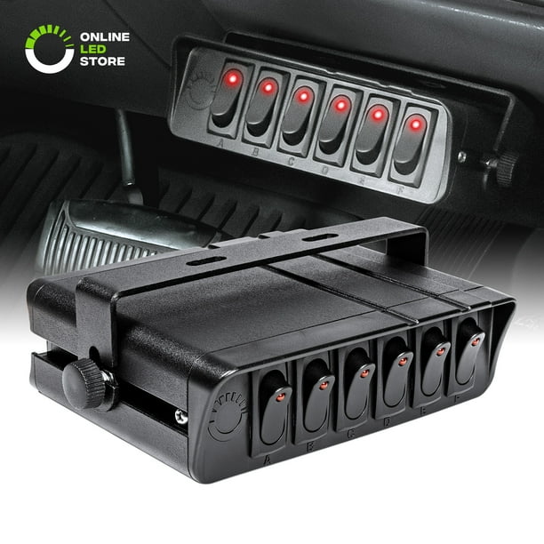 6Gang 12V Rocker Switch Box [40 Amp Max.] [12 AWG Wires][12 Volt DC