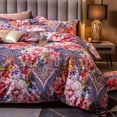 thumbnail image 1 of Tamaño Flor Paisley Patrón Ropa de cama de algodón 3Pcs Funda Nórdica Set Colorido, 1 of 9
