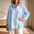 thumbnail image 5 of Sillenn Women's Collared V Neck Polo Shirts Long Sleeve Loose Fit Polo Tshirts with Pockets Plus Size Lightweight Golf Tops Business Casual Travel Blouses Trendy Loose Casual Tunic Top Light Blue L, 5 of 5