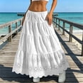 thumbnail image 2 of Arlun Women's Boho Eyelet Embroidery Maxi Skirts Elastic High Waist A-Line Summer Casual Beach Long Skirt Loose Fit Solid Color Ruffle Tiered Flowy Beach Vacation Skirts 2026 White one Size, 2 of 4