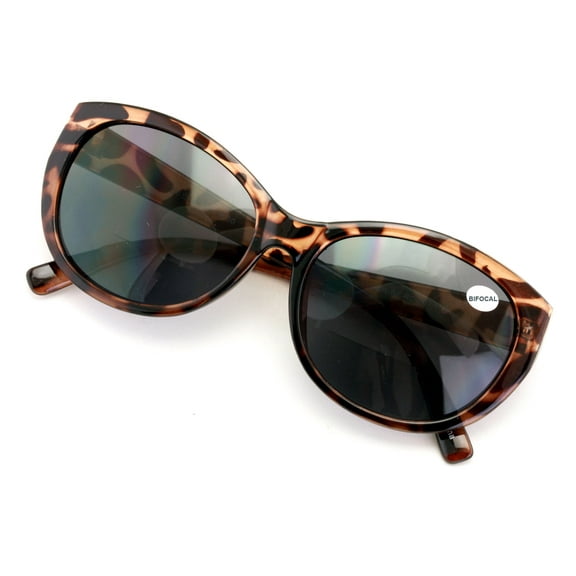 Women Bifocal Reading Sunglasses Reader Glasses Cateye Vintage Jackie O Leopard Checker