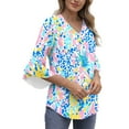 thumbnail image 7 of Neewe Long Sleeve Shirts for Women 2025 Fall Tops Floral Print Pleated Dressy Casual Blouses, 7 of 7